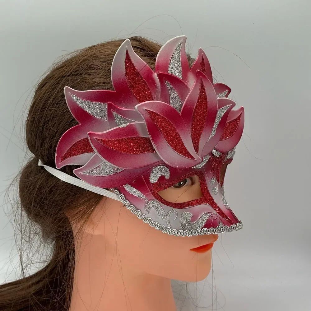 Red and Silver Masquerade Mask - Picture 4 of 6